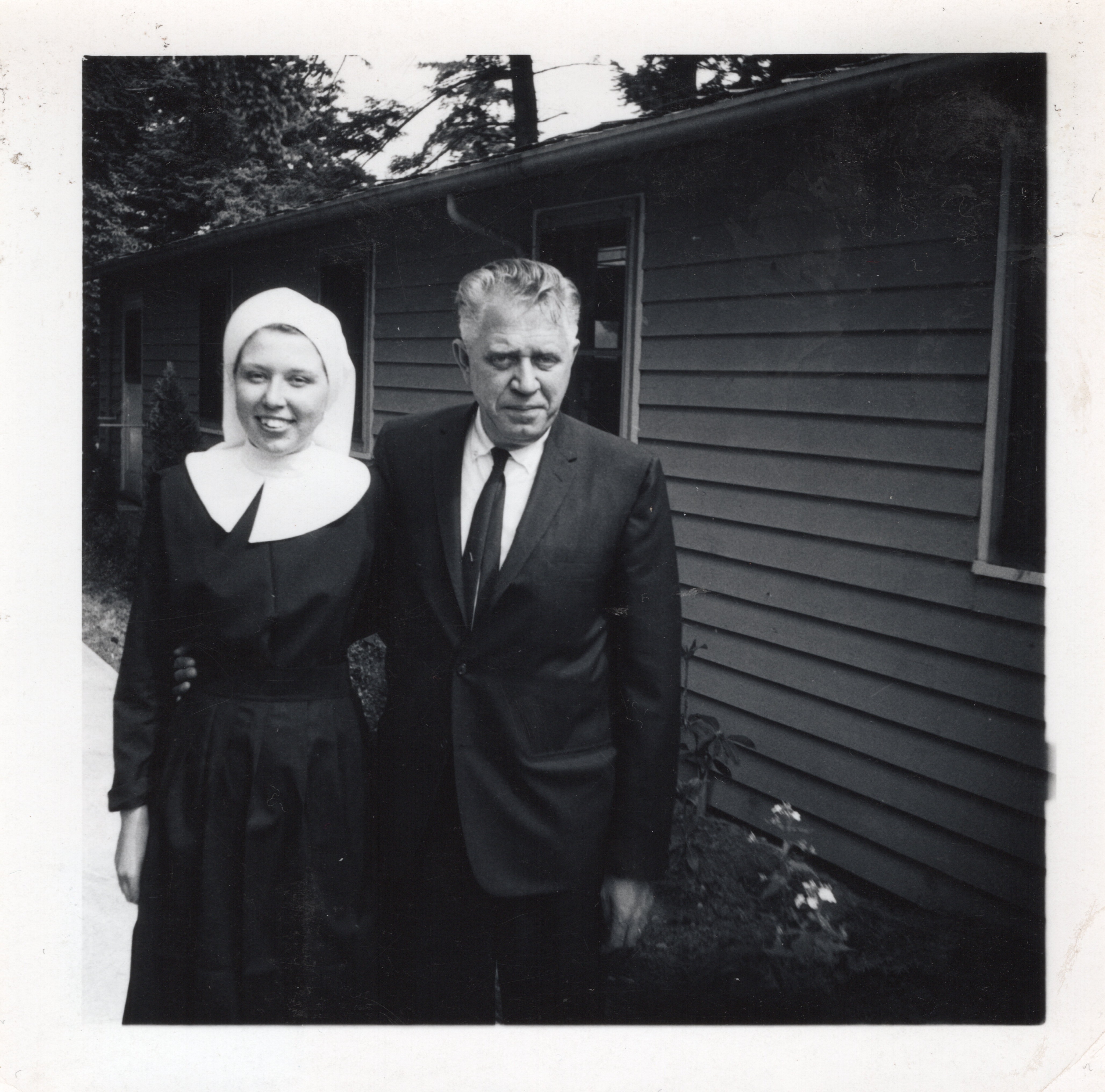 A photo of Judy after first getting her Habit with her father Wilbur Dirks in June of 1966